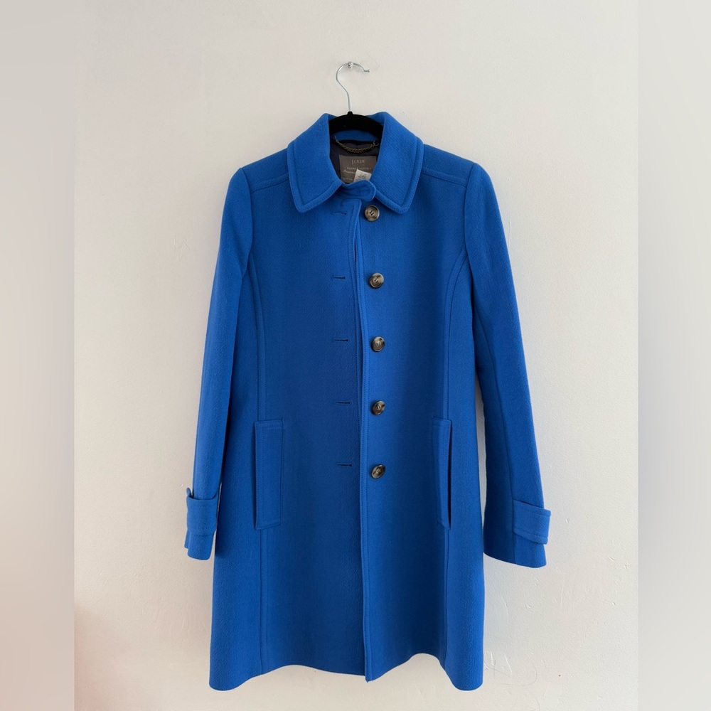 NWOT J Crew women’s New  topcoat in Italian double-cloth wool blend with belt.